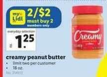 Lidl Creamy Peanut Butter offer