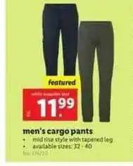 Lidl Men's Cargo Pants offer
