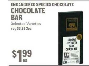 New Seasons Market Endangered Species Chocolate Chocolate Bar offer