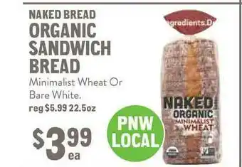 New Seasons Market Naked Bread Organic Sandwich Bread offer