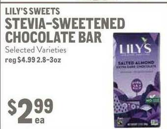 New Seasons Market Lily's Sweets Stevia-Sweetened Chocolate Bar offer