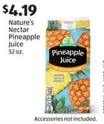 Aldi Nature's Nectar Pineapple Juice offer