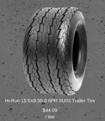 Pep Boys Hi-Run 18.5X8.50-8 6PR SU03 Trailer Tire offer