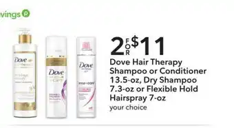Publix Dove Hair Therapy Shampoo Or Condicioner Dry Shampoo Or Flexible Hold Hairspray offer