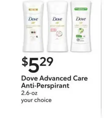 Publix Dove Advanced Carre Anti-perspirant offer