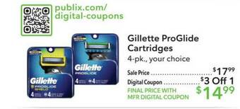 Publix Gillette Proglide Cartridges offer