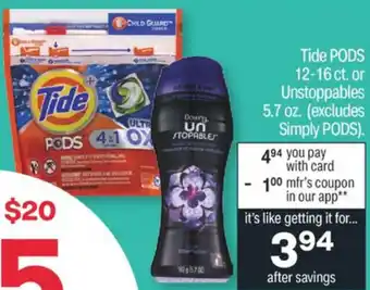 CVS Tide Pods Or Unstoppables offer