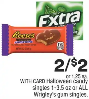 CVS Halloween Candy Singles 1-3.5 oz Or All Wrigley's Gum Singles offer