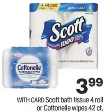 CVS Scott Bath Tissue 4 Roll Or Cottonelle Wipes offer