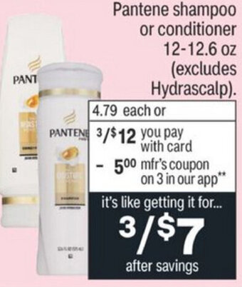 CVS Pantene Shampoo Or Conditioner 12-12.6 oz offer
