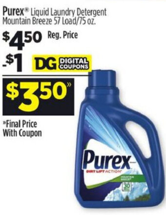 Dollar General Purex Liquid Laundry Detergent Mountain Breeze offer
