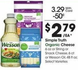 Kroger Simple Truth Organic Cheese offer