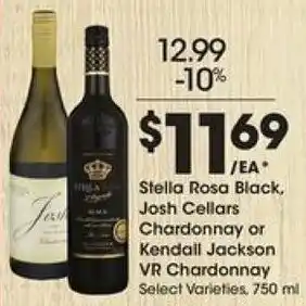 Kroger Stella Rosa Black, Josh Cellars Chardonnay Or Kendall Jackson VR Chardonnay offer
