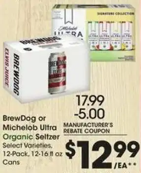 Kroger BrewDog Or Michelob Ultra Organic Seltzer offer