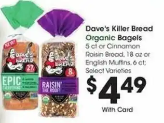 Kroger Dave's Killer Bread Organic Bagels offer