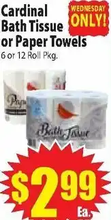 Food Giant Cardinal Bath Tissue Or Paper Towels offer