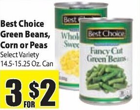 Food Giant Best Choice Green Beans, Corn Or Peas offer