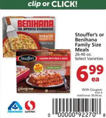 Albertsons Stouffer's Or Benihana Family Size Meals offer