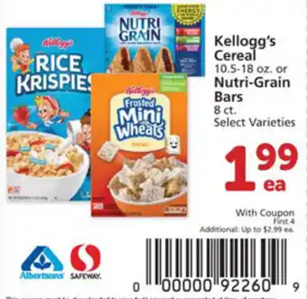 Albertsons Kellogg's Cereal Or Nutri-Grain Bars offer