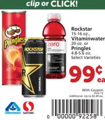 Albertsons Rockstar , Vitaminwater Or Pringles offer