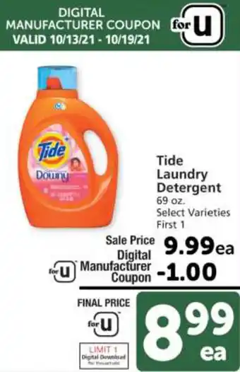 Albertsons Tide Laundry Detergent 69 oz offer
