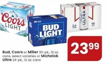 Albertsons Bud, Coors Or Miller Or Michelob Ultra offer