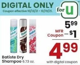 Albertsons Batiste Dry Shampoo offer