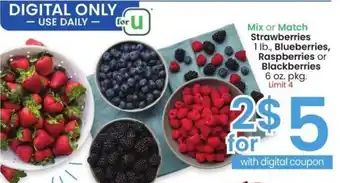 Albertsons Mix or Match Strawberries 1 lb., Blueberries, Raspberries or Blackberries 6 oz. pkg. offer