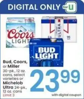 Albertsons Bud, Coors, or Miller, Michelob Ultra offer