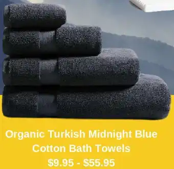 Organic Turkish Midnight Blue Cotton Bath Towels