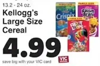 Harris Teeter Kellogg's Large Size Cereal offer