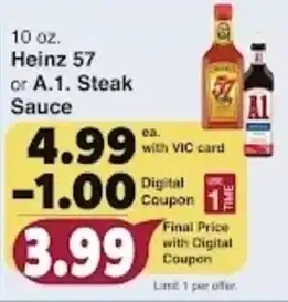 Harris Teeter Heinz 57 or A.1. Steak Sauce offer