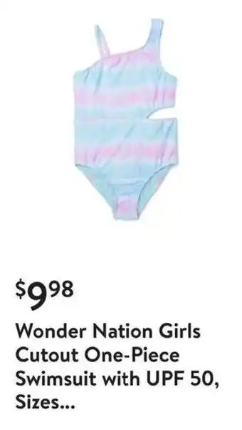 Walmart Wonder Nation Girls Cutout One-Piece Swimsuit with UPF 50, Sizes... offer