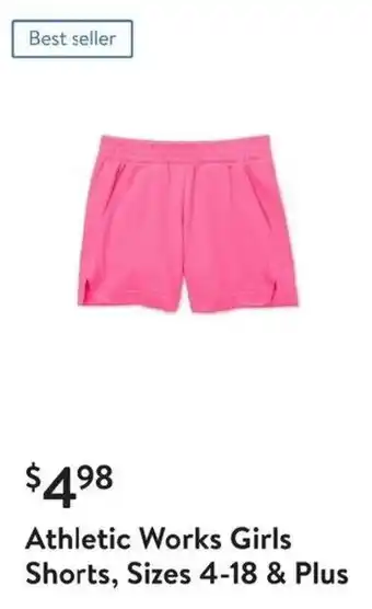 Walmart Athletic Works Girls Shorts, Sizes 4-18 & Plus offer