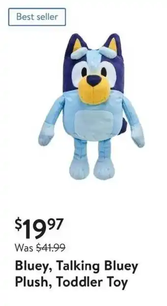 Walmart Bluey, Talking Bluey Plush, Toddler Toy offer
