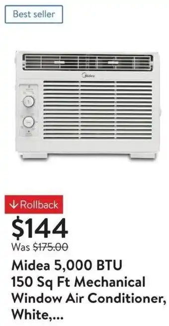 Walmart Midea 5,000 BTU 150 Sq Ft Mechanical Window Air Conditioner, White,... offer