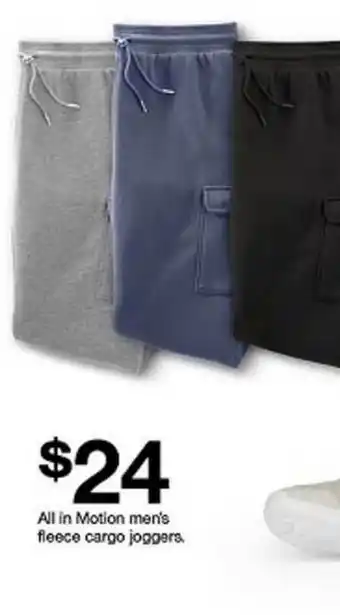 Target All In Motion Men's Fleece Cargo Joggers offer