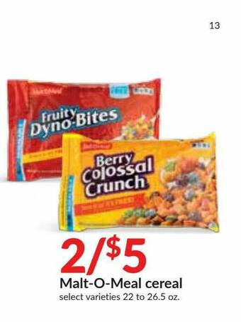 Hy-Vee Malt-O-Meal Cereal offer
