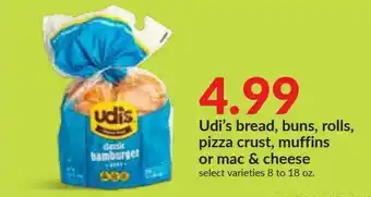 Hy-Vee Udi's Bread, Buns, Rolls, Pizza Crust, Muffins Or Mac & Cheese offer