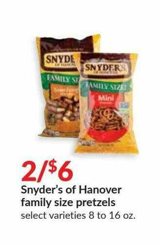 Hy-Vee Snyder's Of Hanover Family Size Pretzels offer