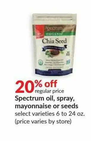 Hy-Vee Spectrum Oil, Spray, Mayonnaise Or Seeds offer