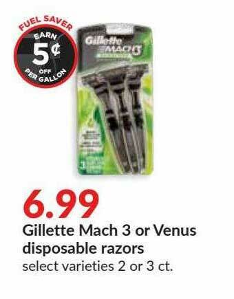 Hy-Vee Gillette Mach 3 Or Venus Disposable Razors offer
