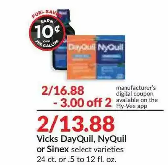 Hy-Vee Vicks DayQuil, NyQuil Or Sinex offer