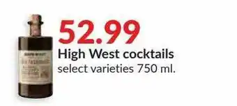 Hy-Vee High West Cocktails offer