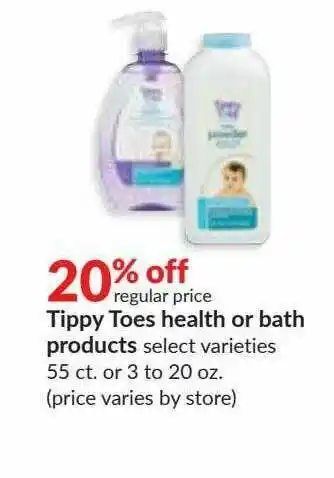 Hy-Vee Tippy Toes Health Or Bath Products 20% Off offer
