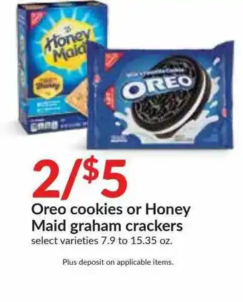 Hy-Vee Oreo Cookies Or Honey Maid Graham Crackers offer