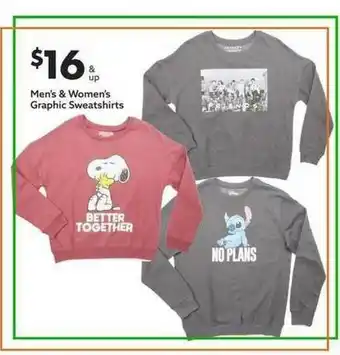 Big Lots Men's & Women's Graphic Sweatshirts offer