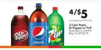 Big Lots 2-Liter Pepsi, Dr Pepper Or 7UP offer