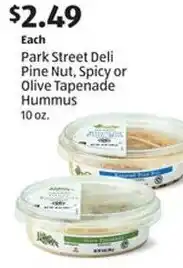 Aldi Park Street Deli Pine Nut, Spicy or Olive Tapenade Hummus offer