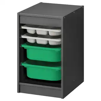 Ikea Trofast Storage combination with boxes/tray, gray gray/green, 13 3/8x17 3/8x22 offer